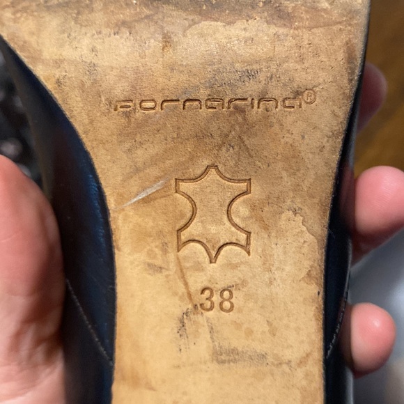 FORNARINA Black Leather Round Toe Back Bow Pumps Size 38 - Picture 10 of 10